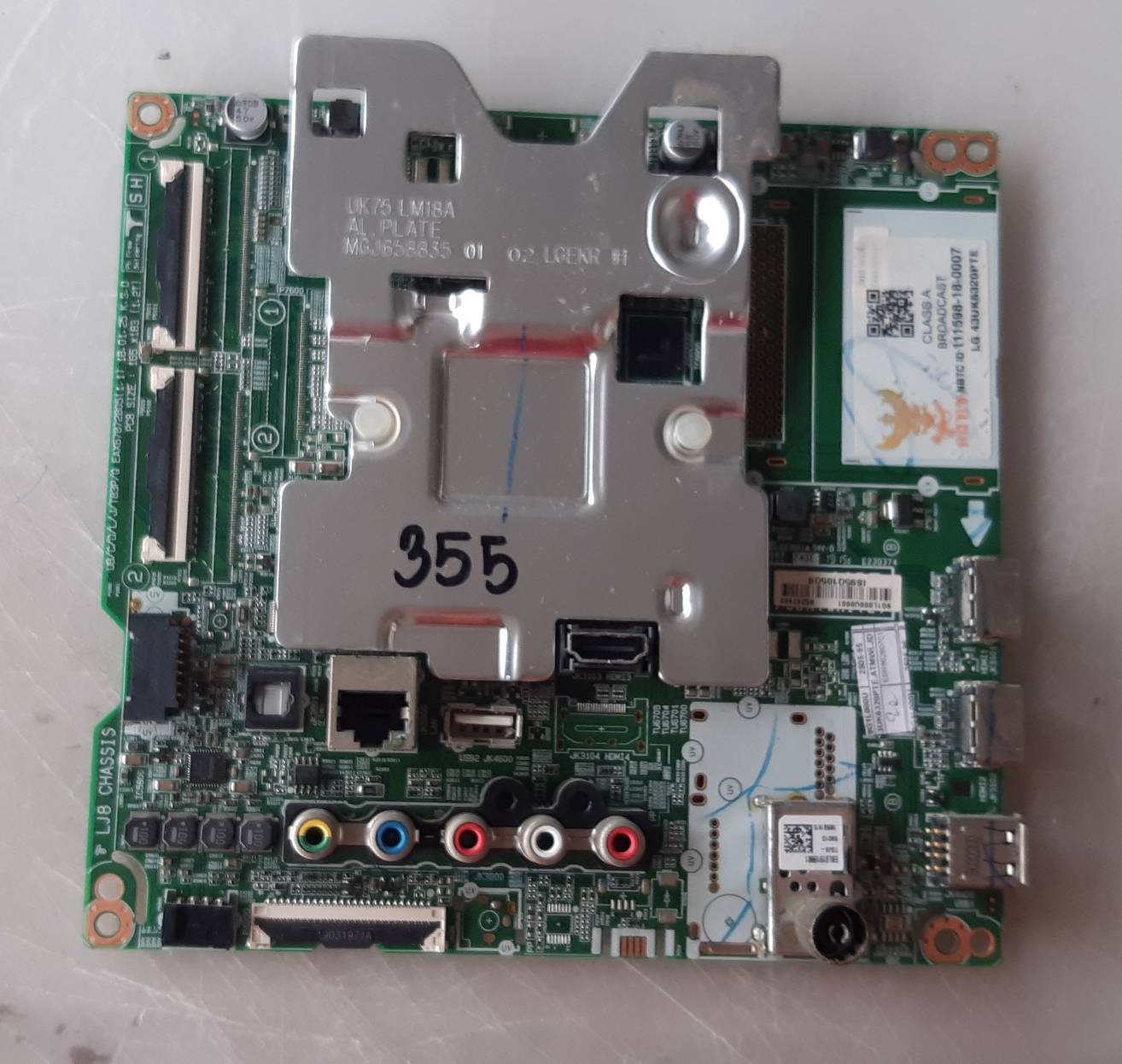 อันที่ 355 LG 43UK6320PTE ซีสเตร็ม EAX67872805 ซ๊อกเก๊ตเล็ก 2แพรบน 60 Pin ดีเทสแล้ว