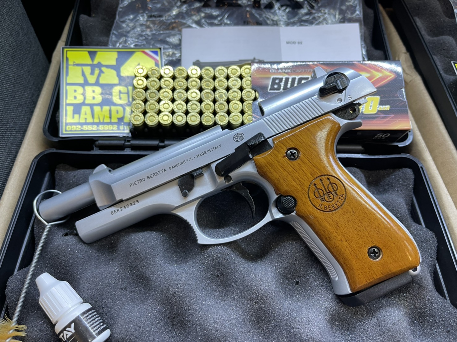 RETAY บาเรทต้า MOD 92 บรอนซ์เงิน ด้าม ไม้