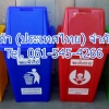 ถังขยะแยกประเภท ทรงเหลี่ยม 60 ลิตร ฝาทรงสามเหลี่ยม 2 ช่องทิ้ง