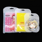 ถุงซองซิปหน้าใสหลังเป็นผ้ามีลายขอบมนมีรูแขวน 100 ชิ้น (คลิกเพื่อเลือกขนาด)