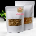 ถุงซิปกระดาษสีขาวมีช่องสี่เหลี่ยมโชว์สินค้าขยายข้างแบบตั้งได้ (คลิกเลือกขนาด)