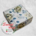 กล่องกระดาษแบบเปิดด้านบนลายดอกไม้สีฟ้า 50 ชิ้น