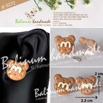 ต่างหูบิสกิตหมีน้ำตาล DIY งานเรซิ่นแท้ 100% โดย บาลีนัมป์แฮนด์เมด แบบก้านเจาะเป็นโลหะ ใส่แบบติดหูดูเก๋และน่ารักมากค่ะ น้ำตาล (Brown)