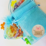 ถุงผ้าไหมแก้วสีฟ้ามีเชือกรูด 100 ชิ้น (คลิกเพื่อเลือกขนาด)