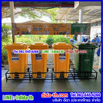 แท่นวางถังขยะ กทม. 240 ลิตร ขนาด 4 ช่อง มีป้ายแผงหลัง