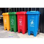 ถังขยะเทศบาล แบบเหยียบ ทรงเหลี่ยม มีล้อเข็น ถังขยะเท้าเหยียบ 120 ลิตร