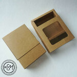 กล่องหน้าต่างลิ้นชักกระดาษคราฟท์ ขนาด7.5x7.5x3cm แพ็ค50ชิ้น