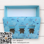 กล่องกระดาษแบบฝาปิดสีฟ้าลายการ์ตูนมีช่องโชว์สินค้ารูปหมี 17.5x11.5x4 cm. 25 ชิ้น : S004731