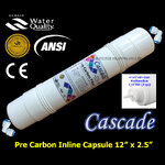 ไส้กรองน้ำ Pre Carbon Inline แคปซูล 12 นิ้ว x 2.5 นิ้ว (หัวเสียบพร้อมข้อต่อ) Cascade