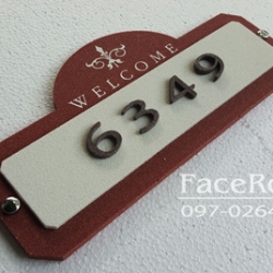 ป้ายบ้านเลขที่หินทราย ป้ายสวยๆกรอบสีแดง WelcomeVintage