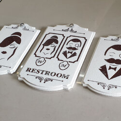 ชุดป้ายห้องน้ำวินเทจ ชายหญิง restrooms 1 ชุดมี 3 ป้าย