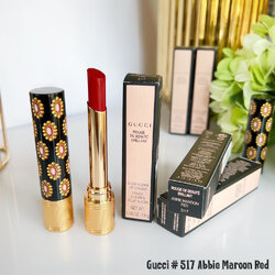 Gucci Rouge de Beaute Brillant Glow&Care Lip Colour 1.8g # 517 Abbie Maroon Red