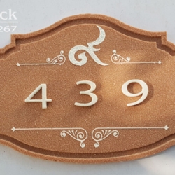 ป้ายบ้านเลขที่ ป้ายวินเทจสวยๆหินทรายเลขที่ ๙ ป้ายเลข 9ไทย สีส้มอิฐ