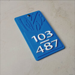 ป้ายบ้านเลขที่ ลายปะการังสีฟ้าตัวเลขสีขาว เรซิ่นหินทราย ป้ายทะเบียนบ้านสวยๆ