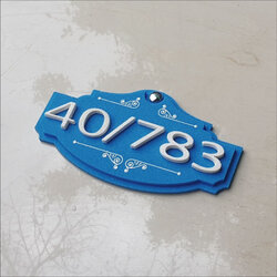 ป้ายบ้านเลขที่โมเดิร์นคลาสสิคสีฟ้า ป้ายห้องพักสวยๆ ขนาด 11 x 20 cm.