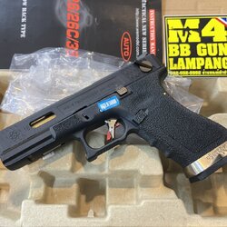 WE Glock18 G-Force Custom – เฟรมดำ สไลด์ดำ ลำกล้องทอง T5