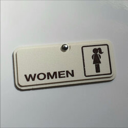 ป้ายห้องน้ำหญิง สีขาวครีม ป้ายสุขาสวยๆ ป้าย restroom ,Toilet sign หินทรายเทียม