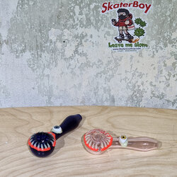 [1006] ไปร์แก้วขนาดเล็ก Mini Pipe ลาย monster ฟัน ตา เรืองแสงได้