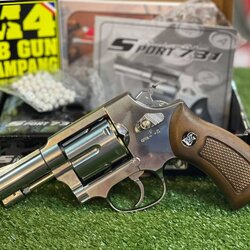 Wingun 731 2.5 นิ้ว ปืนลูกโม่ Co2 – สีเงินด้ามลายไม้