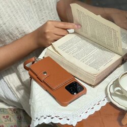  Leather card x neck strap (reddish brown colors) case 