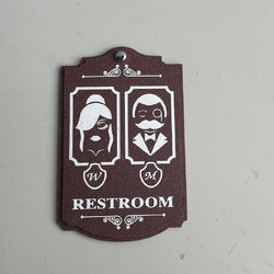 ป้ายห้องน้ำสวยๆ วินเทจสีโอ๊ค ป้าย Restrooms สไตล์โมเดิร์นคลาสสิค Vintage เนื้อหินทรายเทียม ทนแดดฝน