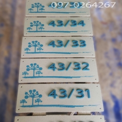 ป้ายบ้านเลขที่ลายต้นไม้ สีฟ้าอ่อน