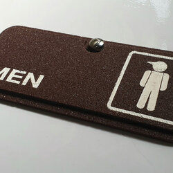 ป้ายห้องน้ำชาย ป้ายสุขาสวยๆ ป้าย restroom สีโอ๊ค เนื้อเรซิ่นหินทรายแท้