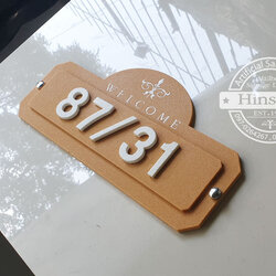 ป้ายบ้านเลขที่เวลคั่มสีเปลือกส้ม