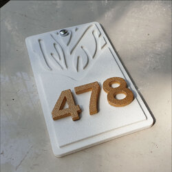ป้ายบ้านเลขที่ ลายปะการังสีขาวติดตัวเลขสีทอง เรซิ่นหินทรายแท้ ป้ายมงคล