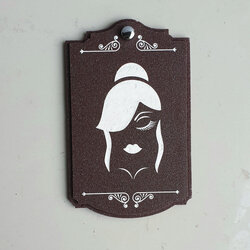 ป้ายห้องน้ำวินเทจหญิง restrooms สีโอ๊ค ป้ายสุขาหญิงสวยๆ สไตล์โมเดิร์นคลาสสิค Vintage เนื้อหินทรายเทียม ทนแดดฝน