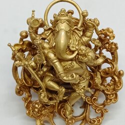 พระศรีนาฏยมหาคเณศ. (ฉลุ) เนื้อ : Bronze with Rose Bronze Back