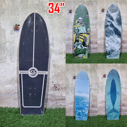 [0301] บอร์ดไม้สเก็ตบอร์ด Surfskate deck ขนาด 34"x 10" ลายสวยงาม พร้อมติดกระดาษทรายแล้ว