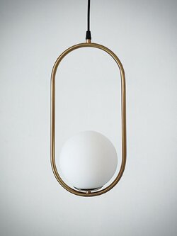 โคมไฟแขวน 10882/1A วงรีทอง ลูกแก้วขาว เรียบหรูโมเดิร์น