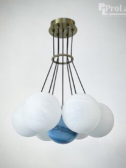 โคมไฟระย้าทรงกลม 11930/7 ดีไซน์ลูกแก้วสองสี