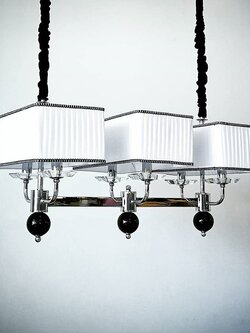 โคมไฟแขวน 7002-6 โครงโครเมียม โคมผ้าขาวหรูหรา