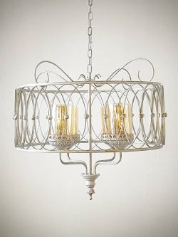 โคมไฟห้อย 8976-D4 WH วินเทจ โครงเหล็กขาว