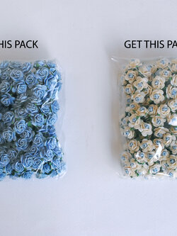 ซื้อ1 ห่อ แถม 1 ห่อ ดอกไม้กุหลาบกระดาษ ดอกไม้กระดาษสา, ดอกกุหลาบจิ๋ว, ดอกไม้กระดาษสาขายส่ง สีฟ้าตุ่น แถมสีฟ้าจุดขาว ขนาด 1.5 cm. จำนวน 100 ดอก Paper Flowers size 1.5 cm., mini roses pale blue color, 100 pcs. and get free 1 pack of blue sky-white color.