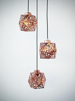 โคมไฟแขวน F055/3PG และ F055/1PG ทรงเรขาคณิตสีโรสโกลด์