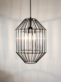 โคมไฟห้อยลอฟท์ P3368/30 เหล็กเรขาคณิต คริสตัลใส (Black, Gold)