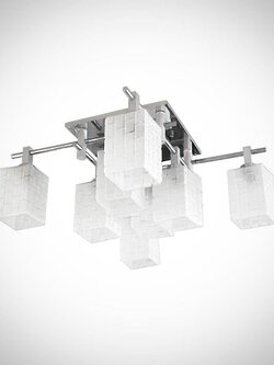 โคมไฟเพดาน 0051/8 ทรงเหลี่ยม แก้วลายตารางสวยทันสมัย