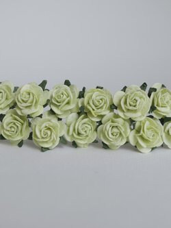 ดอกไม้กระดาษสา ราคาส่ง, ดอกกุหลาบกระดาษสา ดอกไม้ประดิษฐ์ ตกแต่งงานแต่งงาน ขนาด 2.00 cm., สำหรับของชำร่วย, งานแต่งงาน, ดอกไม้ทำข้อมือเจ้าสาว สีเขียวอ่อน จำนวน 50 ดอก Paper flower, 50 Pieces mulberry rose, 2 cm. fresh green color.