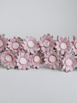 ดอกทานตะวันกระดาษ ดอกไม้กระดาษสา ดอกไม้ประดิษฐ์จากกระดาษสา ดอกทานตะวัน ดอกไม้กระดาษสาขายส่ง ดอกไม้ประดิษฐ์ ดอกไม้ทำข้อมือเพื่อนเจ้าสาว ขนาด 1.5 cm. จำนวน 50 ดอก สีชมพูตุ่น เกสรสีชมพูตุ่น Paper Flower, Sun Flowers, pale dusty pink color, size 1.5 cm 50 pie