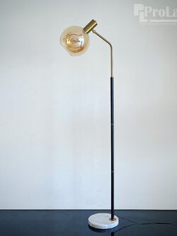 โคมไฟตั้งพื้น F9064 ฐานหินอ่อน หัวโคมแก้วอำพัน สไตล์มินิมอล