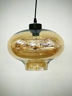 โคมไฟห้อยแก้ว 8023-1P ทรงโดมสีอำพันสไตล์วินเทจ