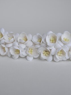 ดอกไม้กระดาษสา ดอกซากุระกระดาษ ขนาดเล็ก ดอกไม้กระดาษสาราคาส่ง ดอกไม้กระดาษสำหรับตกแต่งของชำร่วย งานแต่งงาน ทำช่อดอกไม้ติดอกเจ้าบ่าว ข้อมือดอกไม้เจ้าสาว ขนาด2.5 cm. 50 ดอก สีขาว white Paper flowers supplies: DIY wedding tools small Cherry blossom (Sakura)