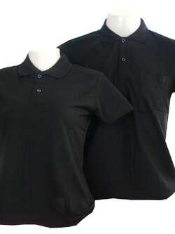 เสื้อโปโลสีดำ แขนปล่อย ไม่มีลาย ราคาส่ง 3 ตัวขึ้นไป