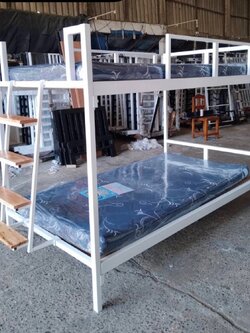 เตียง 3.5 ฟุต 2 ชั้น รุ่น GEA (พร้อมที่นอนผ้านุ่ม หนา 3 นิ้ว x 2 หลัง)