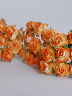 ดอกไม้กระดาษสา ราคาส่ง, งานประดิษฐ์, ของชำร่วย, งานแต่งงาน, ข้อมือเจ้าสาว สีส้มปัด ขนาด 1.5 cm. จำนวน 100 ดอก paper flowers, DIY paper flowers supplies, mini roses paper size2 cm. 50 pieces.