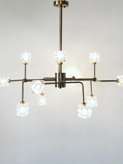 โคมไฟห้อย 7568-12 สไตล์โมเดิร์นลักชูรี่ แก้วทรงเหลี่ยมหรูหรา 12 ดวง