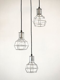 โคมไฟแขวน A773/3C CR และ A773/1C CR ดีไซน์กรงโมเดิร์น สีโครเมียมเงางาม